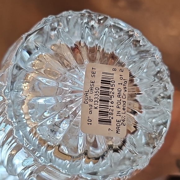 NWT Lead Crystal Flared Vase 10 Inches Tall Made In Poland - Picture 3 of 5